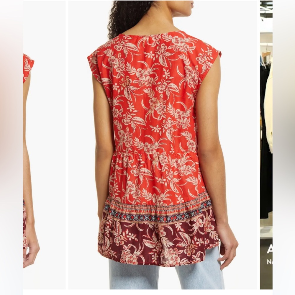 Beachlunchlounge Red and White Floral Top - Picture 2 of 6